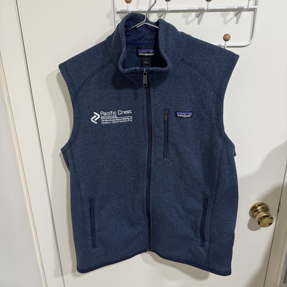 Patagonia Better Sweater Vest Pacific Crest Securities Mens Large Blue Fleece